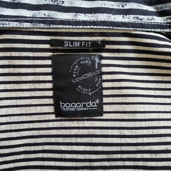 Mens Slim Fit Stretch Black Button Shirt M Medium - Picture 2 of 8